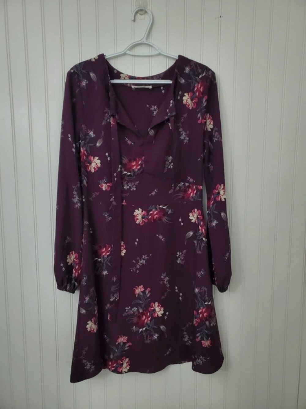 Jessy B Floral Long Sleeve Mini Dress Size M – Purple Floral Dress